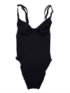 Skims Seamless Sculpting Thong Bodysuit Shapewear Onyx Black Small NWOT